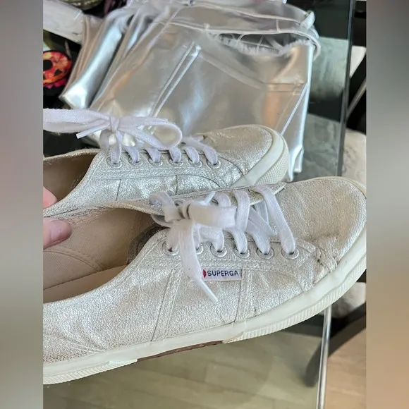 Superga Silver Metallic Sneakers 39.5