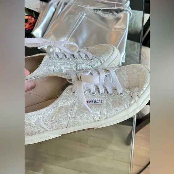 Superga Silver Metallic Sneakers 39.5
