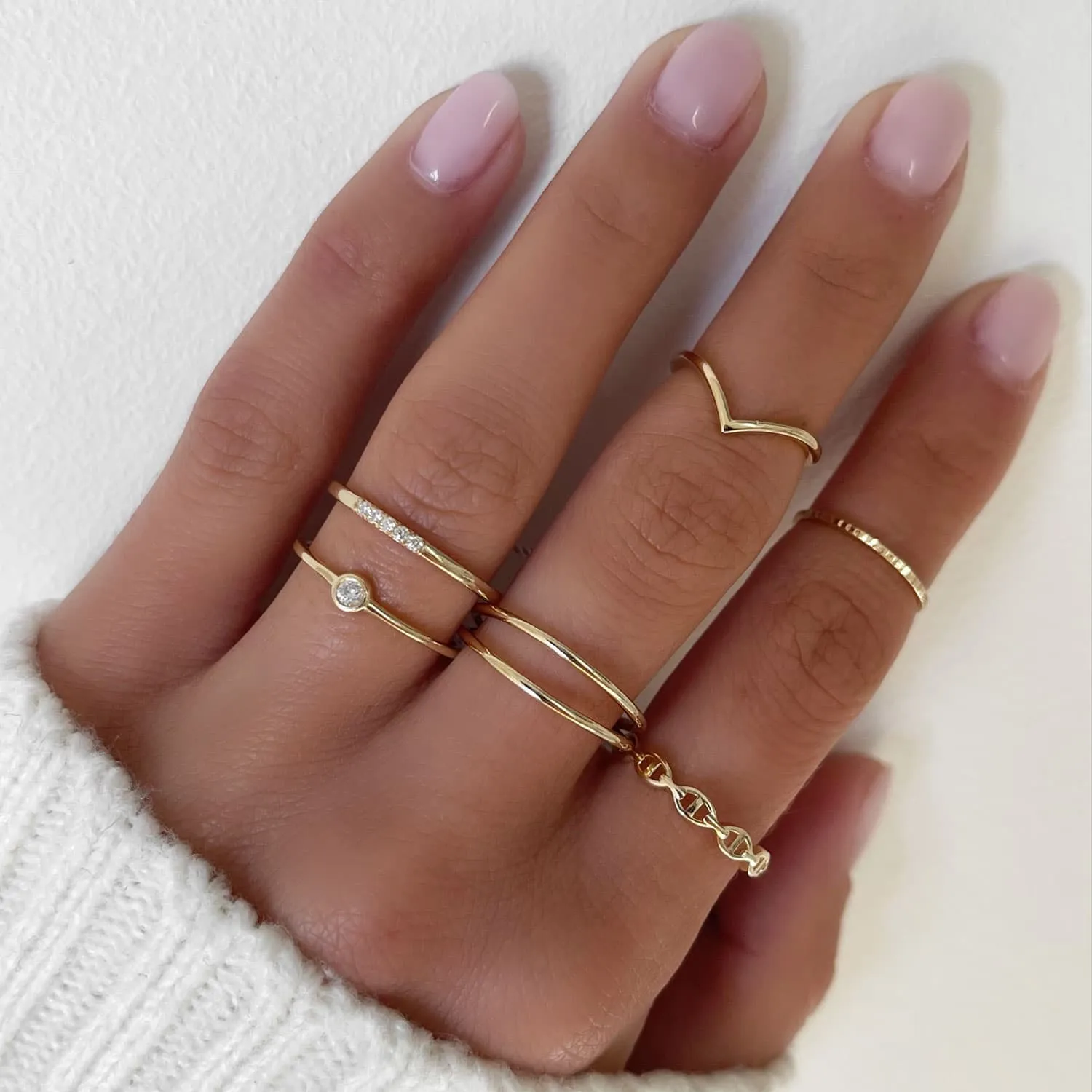 Thin Hammered Ring 14K