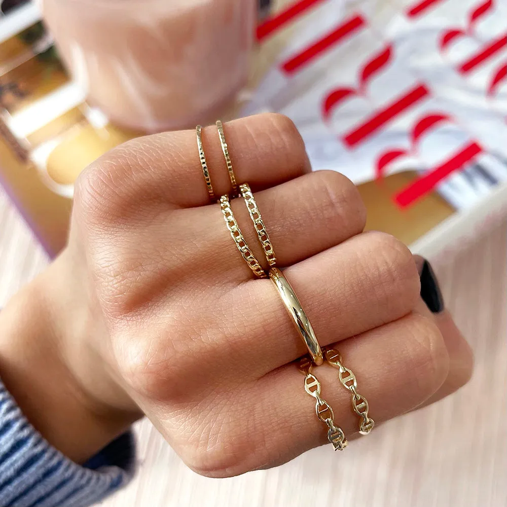 Thin Hammered Ring 14K