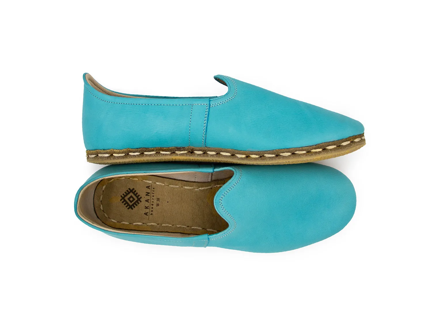 Turquoise Leather Loafers