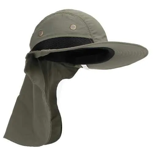 Unisex Boonie Snap Hat Brim Ear Neck Cover Sun Flap Cap Hunting Fishing Boating Hiking
