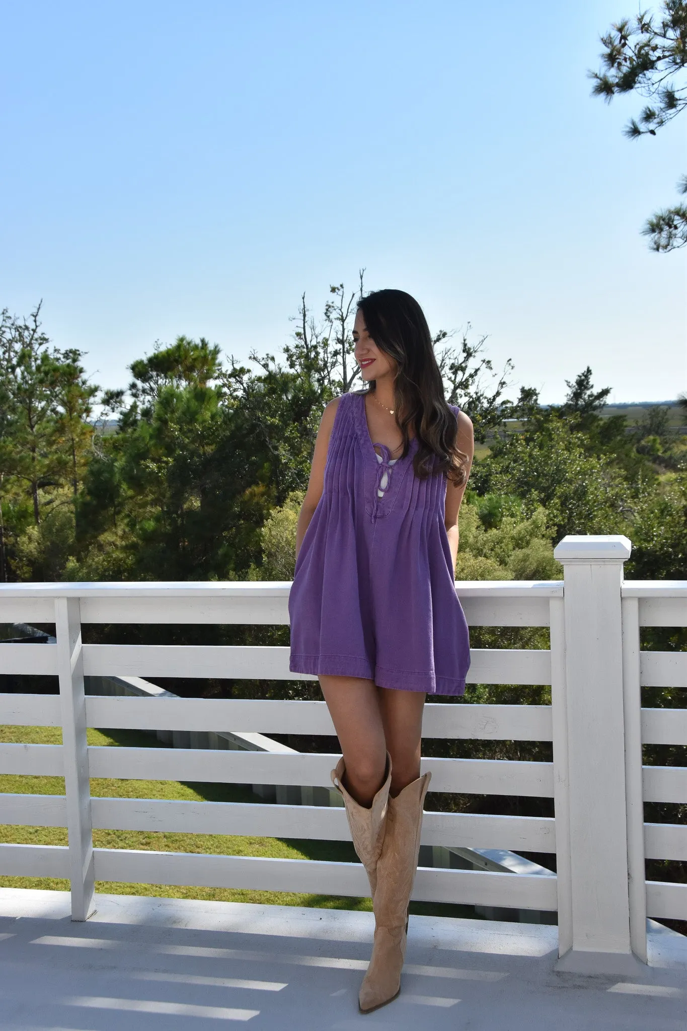 V-neck Sleeveless Denim Romper