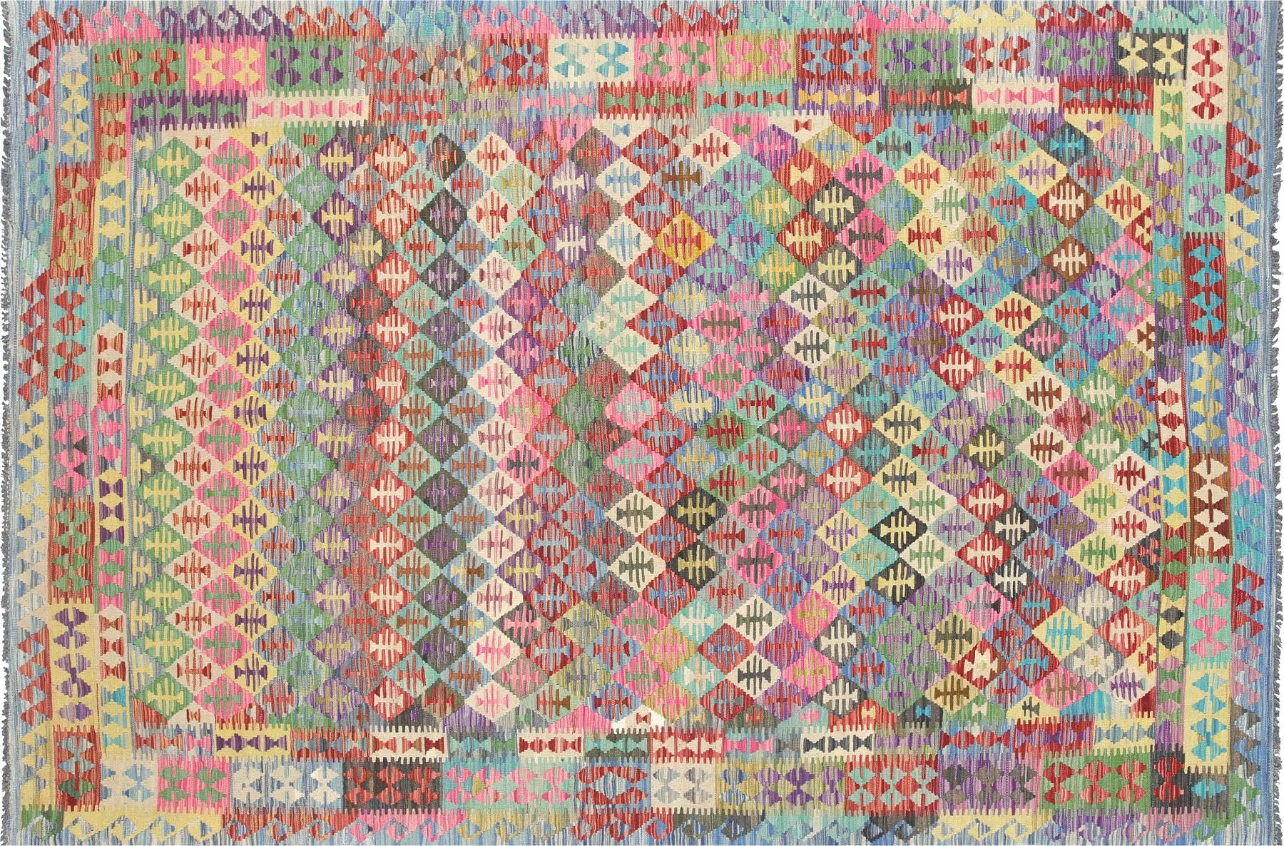 Vintage Afghan Maimana Kilim - 6'7" x 9'11"