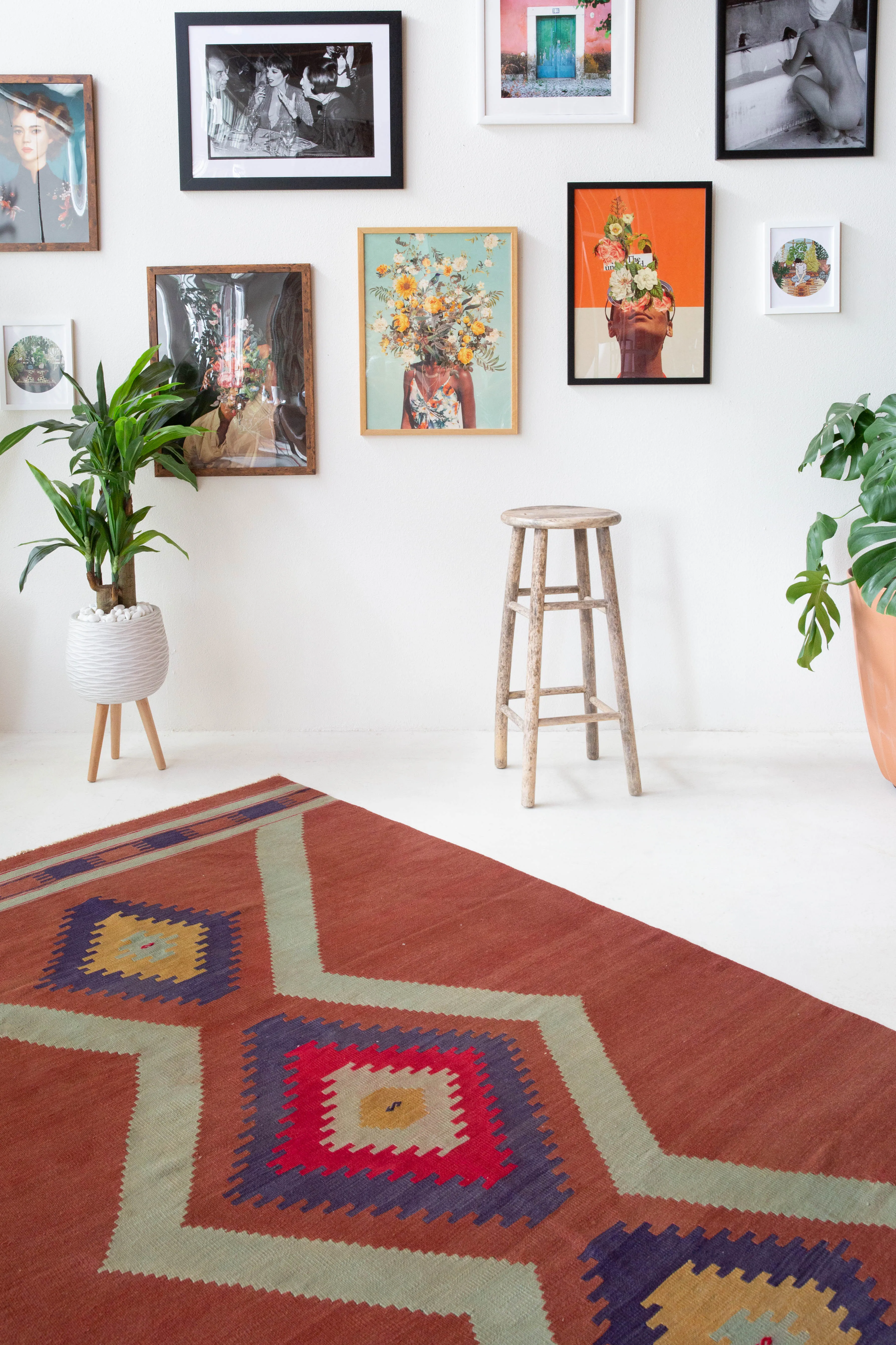 Vintage Balikesir Kilim Rug 5'3"x8'5"