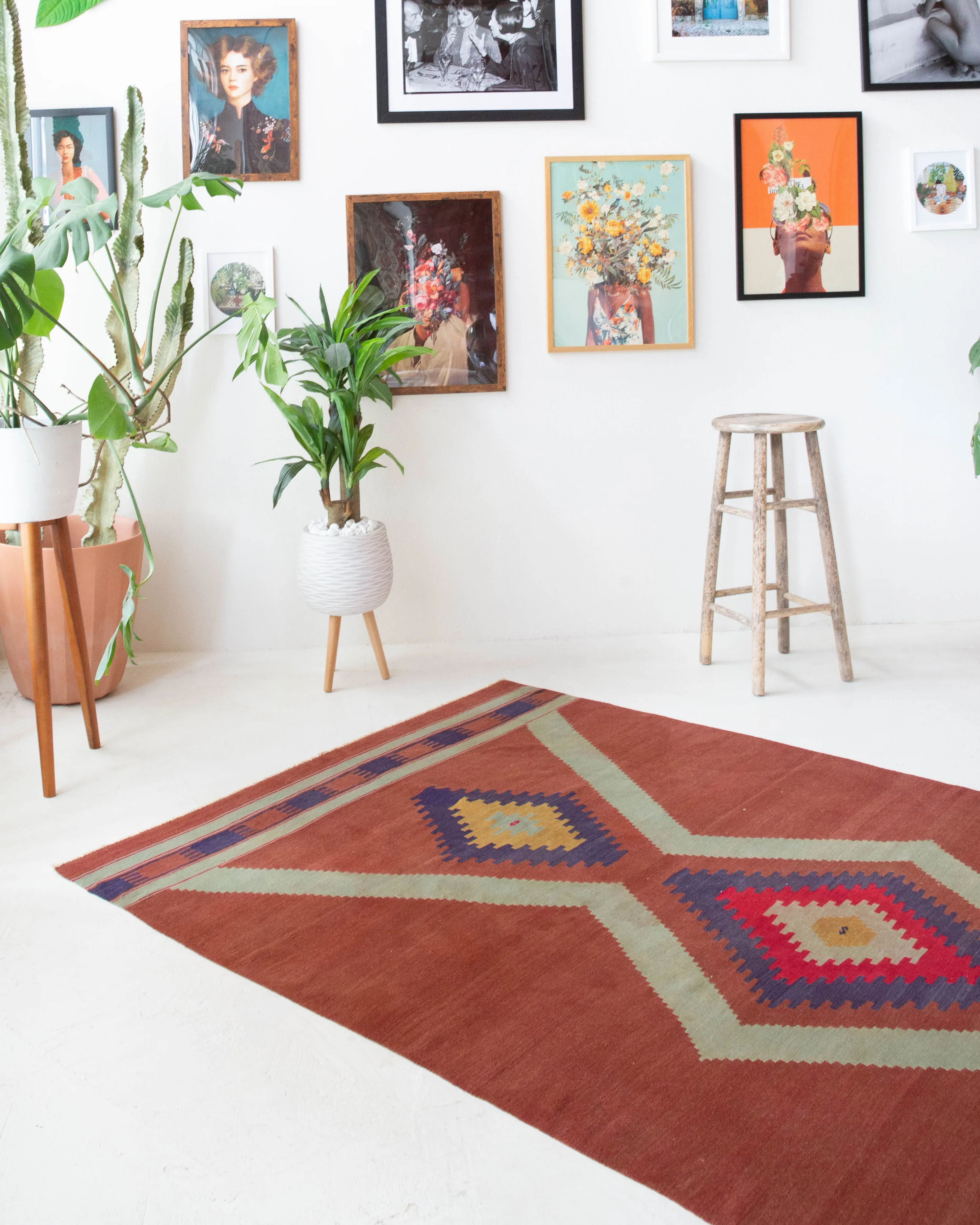 Vintage Balikesir Kilim Rug 5'3"x8'5"