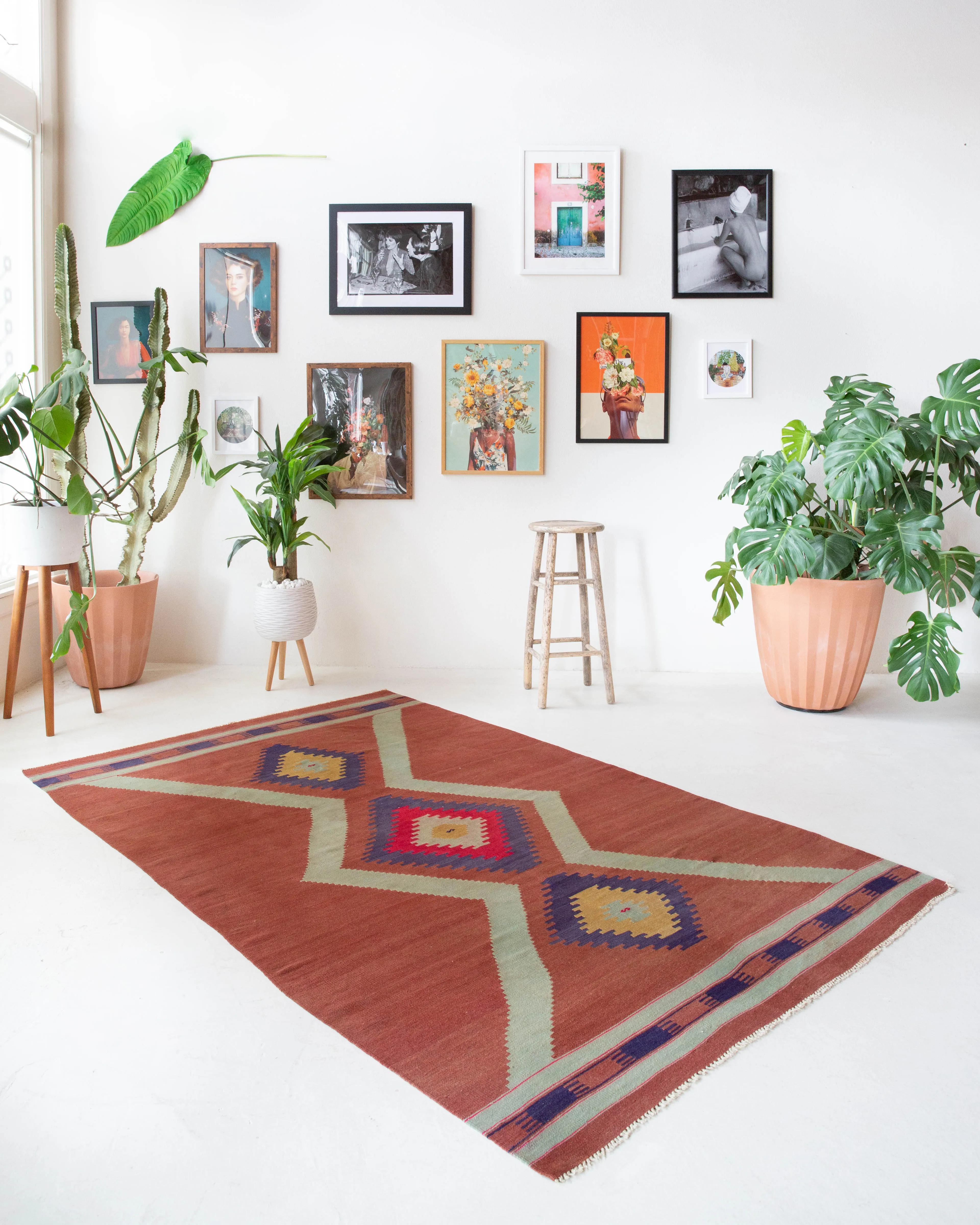 Vintage Balikesir Kilim Rug 5'3"x8'5"