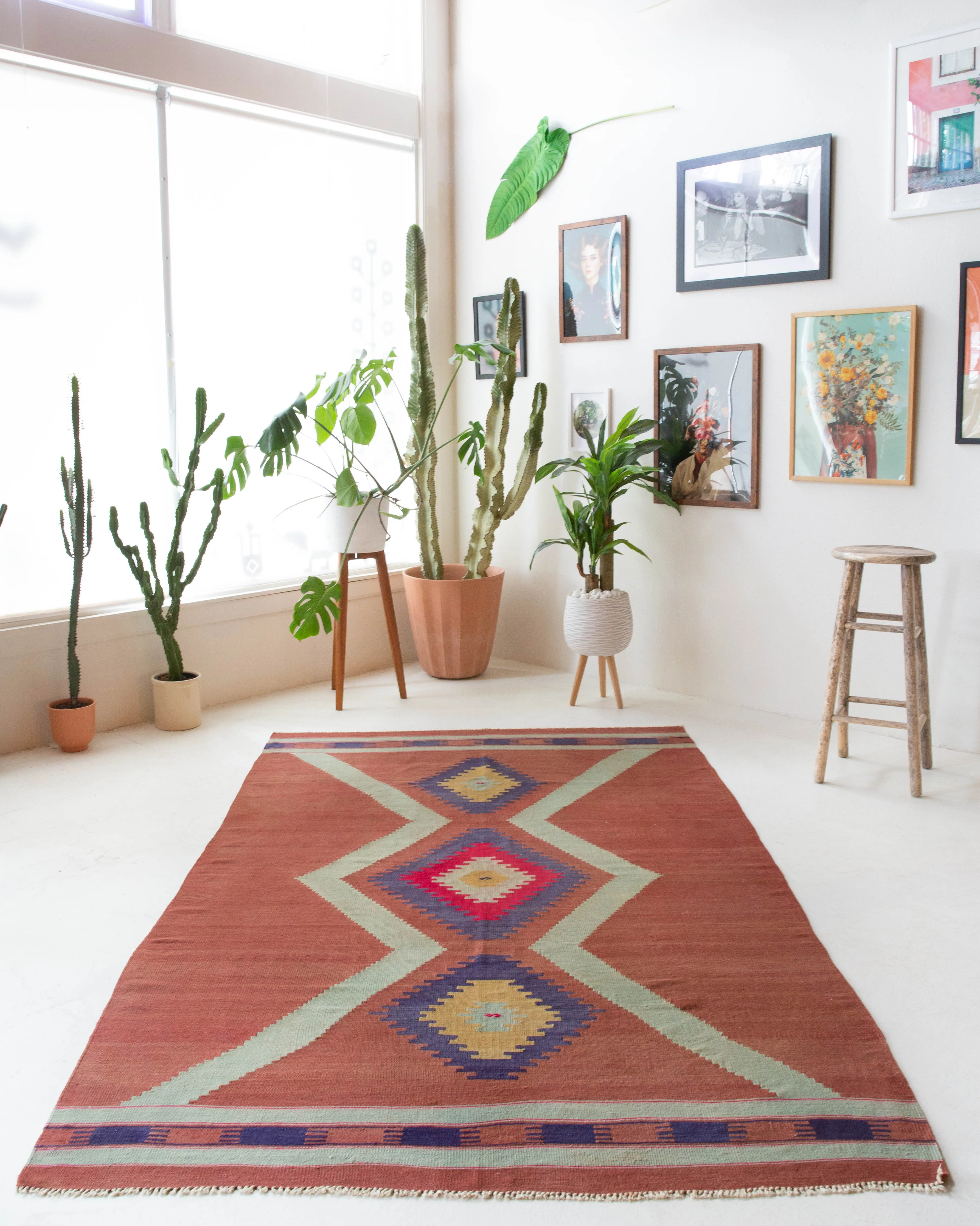 Vintage Balikesir Kilim Rug 5'3"x8'5"
