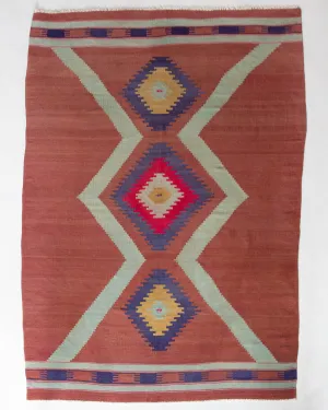 Vintage Balikesir Kilim Rug 5'3"x8'5"