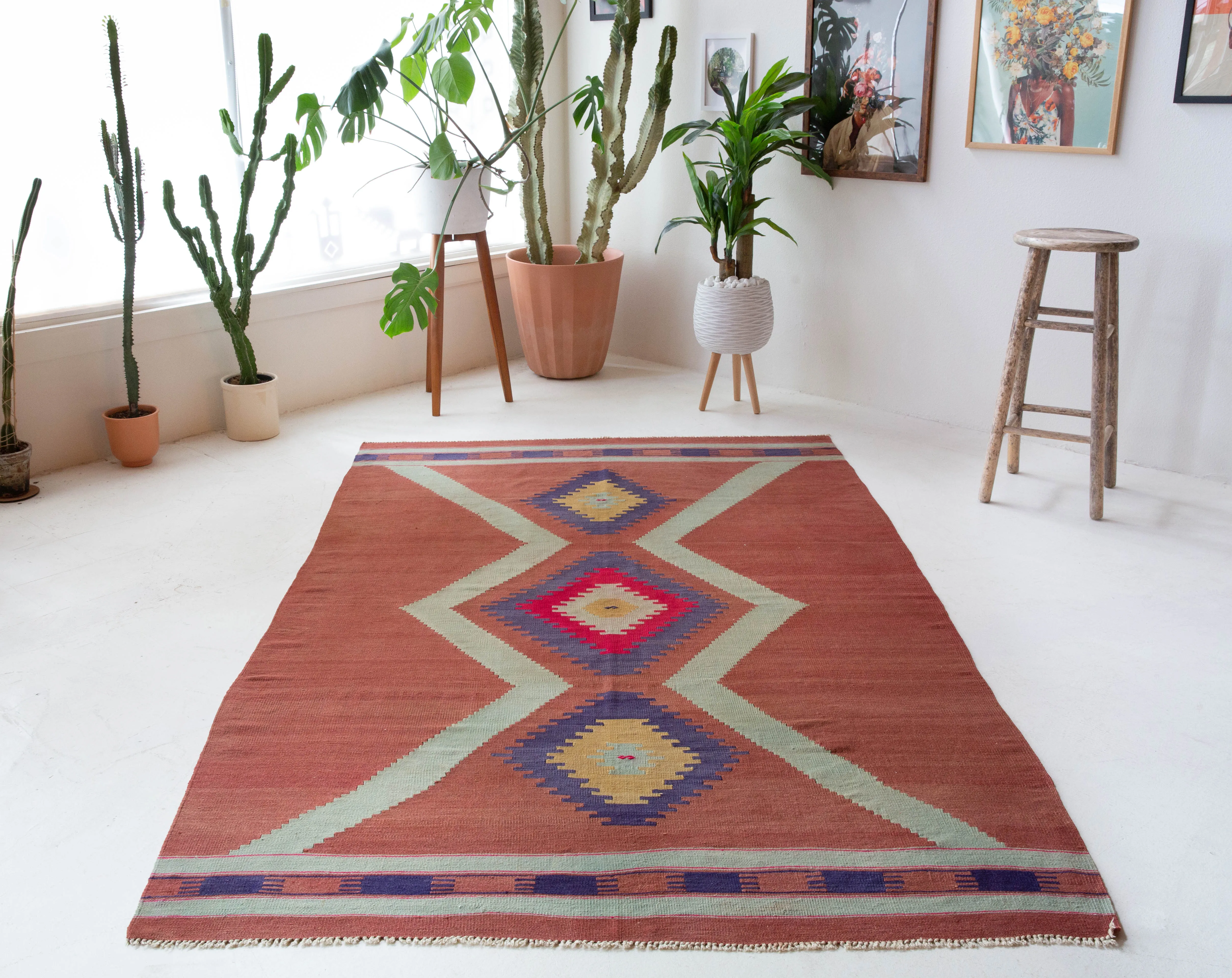 Vintage Balikesir Kilim Rug 5'3"x8'5"