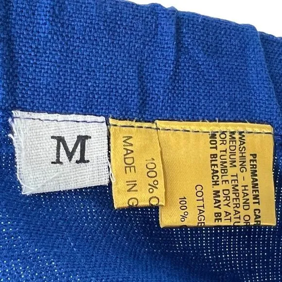 Vintage 1970's Long Blue Guatemalan Woven Maxi Skirt Side Slits Size Medium