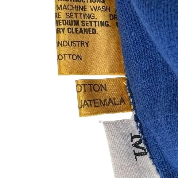 Vintage 1970's Long Blue Guatemalan Woven Maxi Skirt Side Slits Size Medium