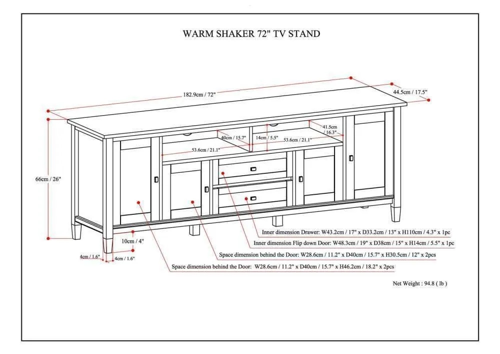 Warm Shaker 72 inch TV Media Stand