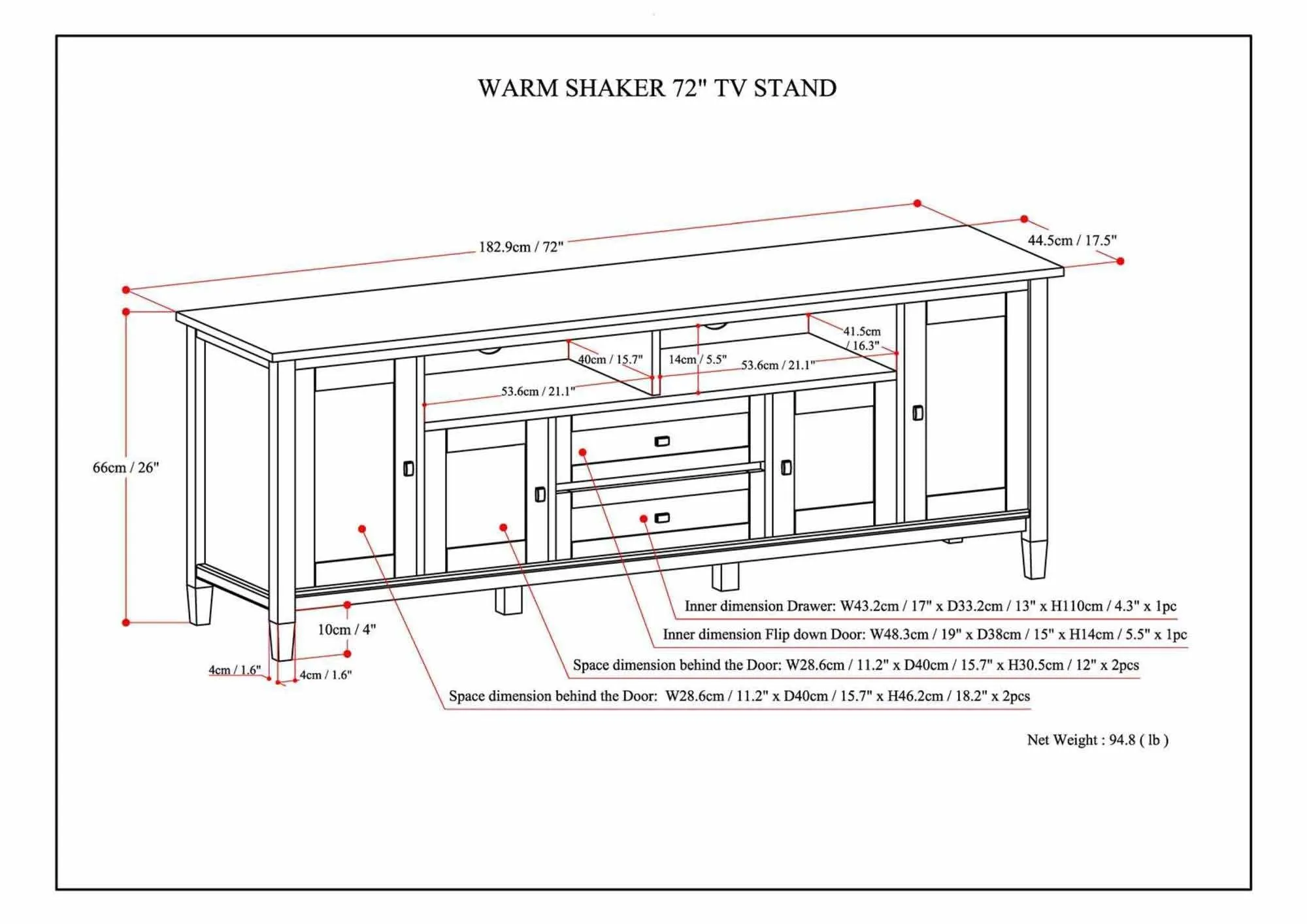 Warm Shaker 72 inch TV Media Stand