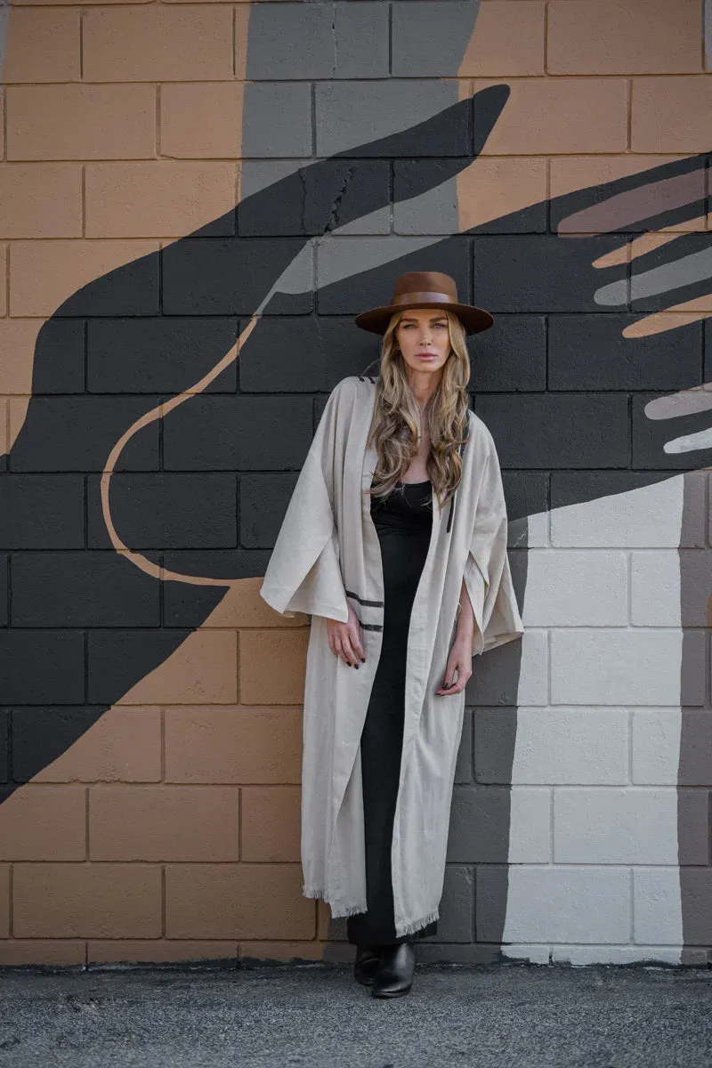 Warrior Eye Hand-Painted Linen Kimono