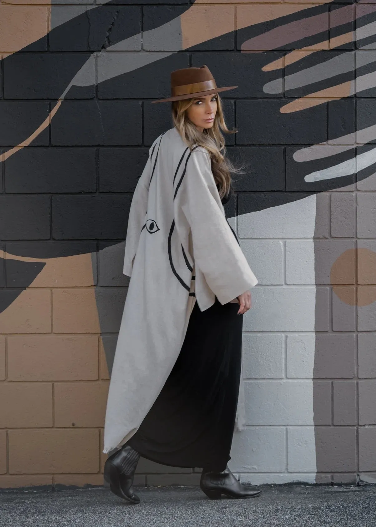 Warrior Eye Hand-Painted Linen Kimono