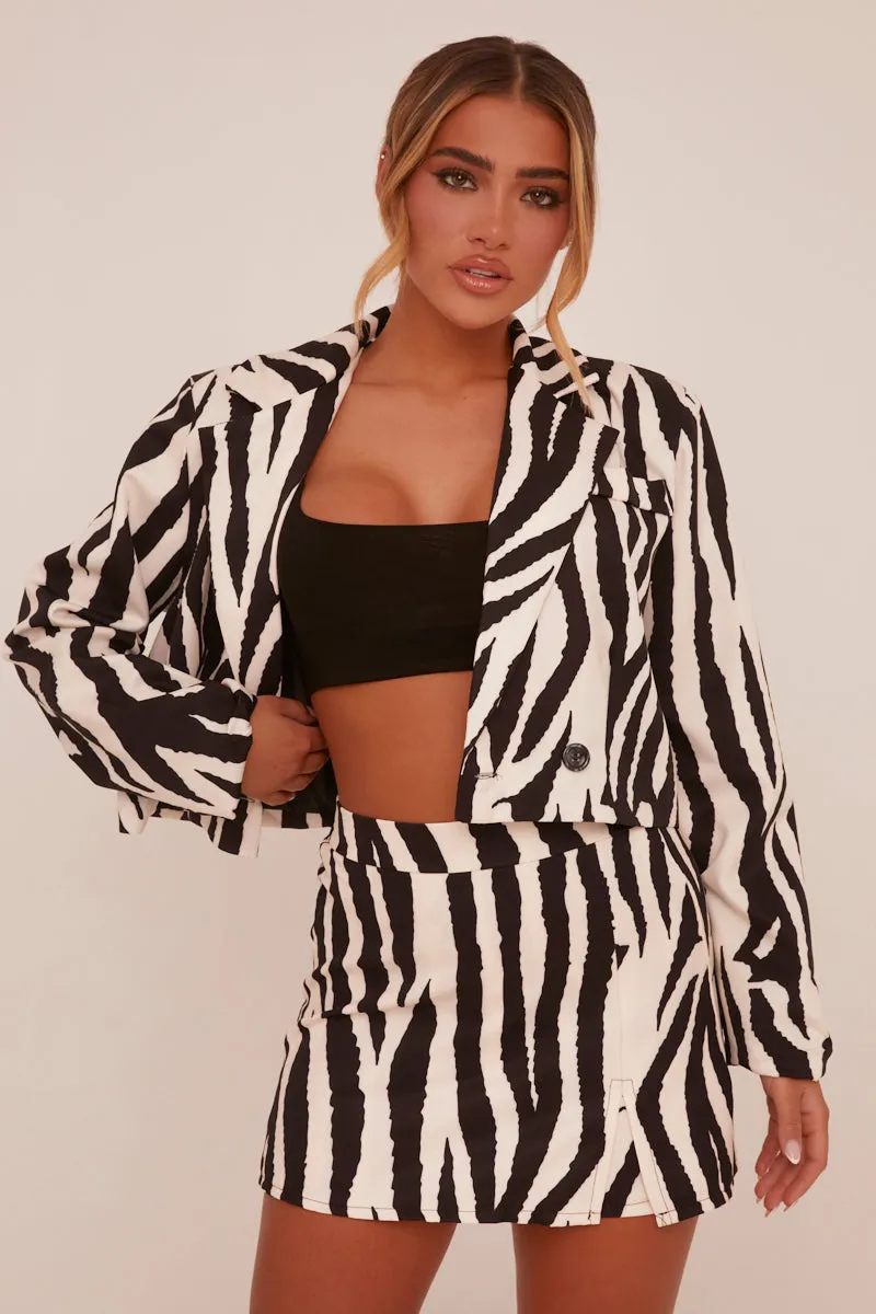 White Zebra Print Skort - Talia