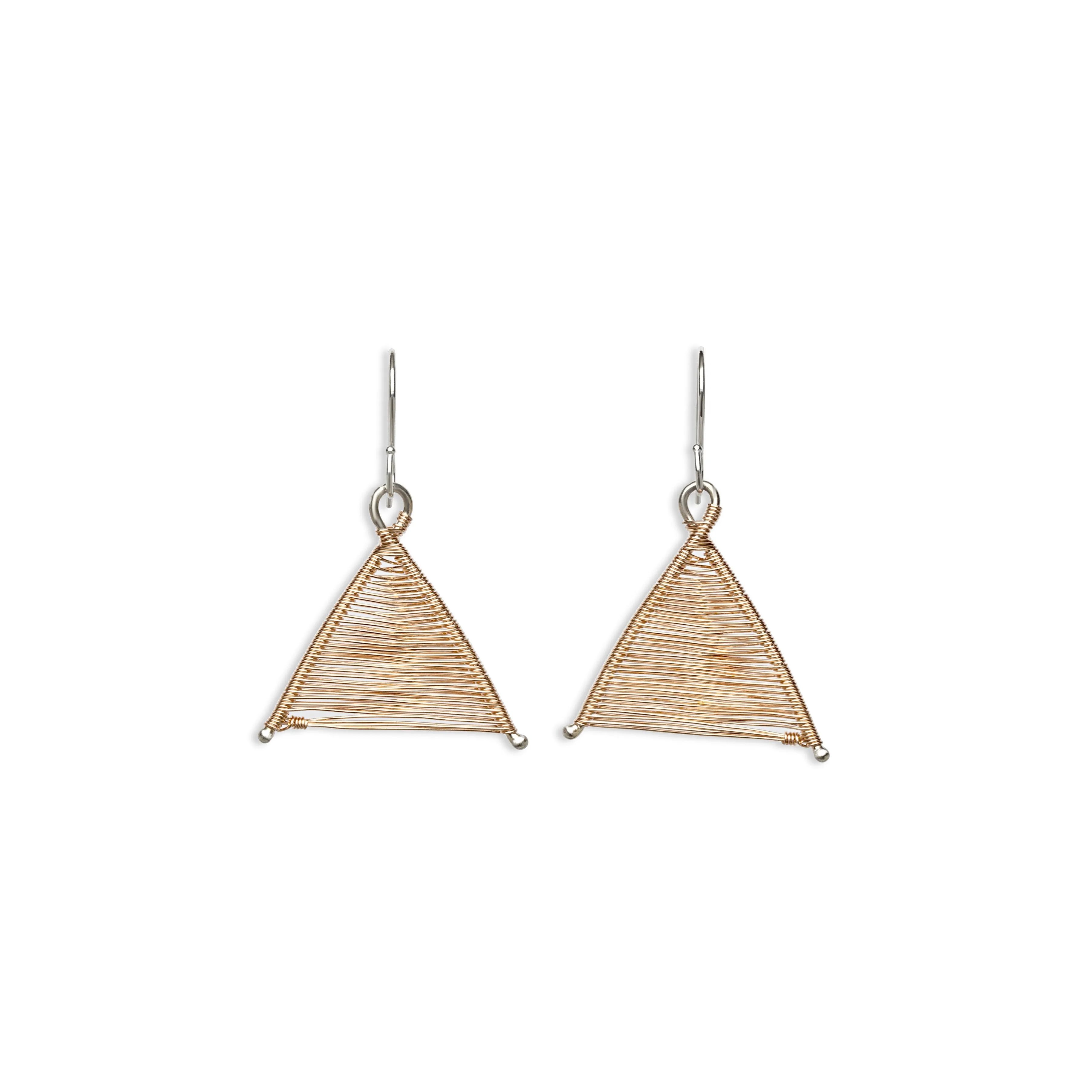 Wishbone Woven Rose Gold and Silver Mixed Metal Earrings