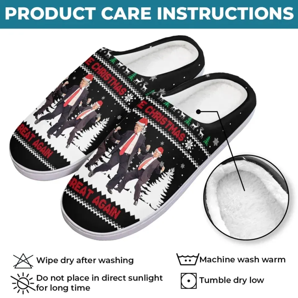 Wishing You A Powerful And Prosperous Holiday Season - US Election Fluffy Slippers - Christmas Gift For Conservative Supporters