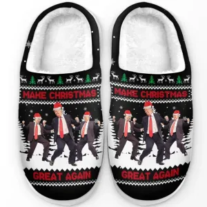 Wishing You A Powerful And Prosperous Holiday Season - US Election Fluffy Slippers - Christmas Gift For Conservative Supporters
