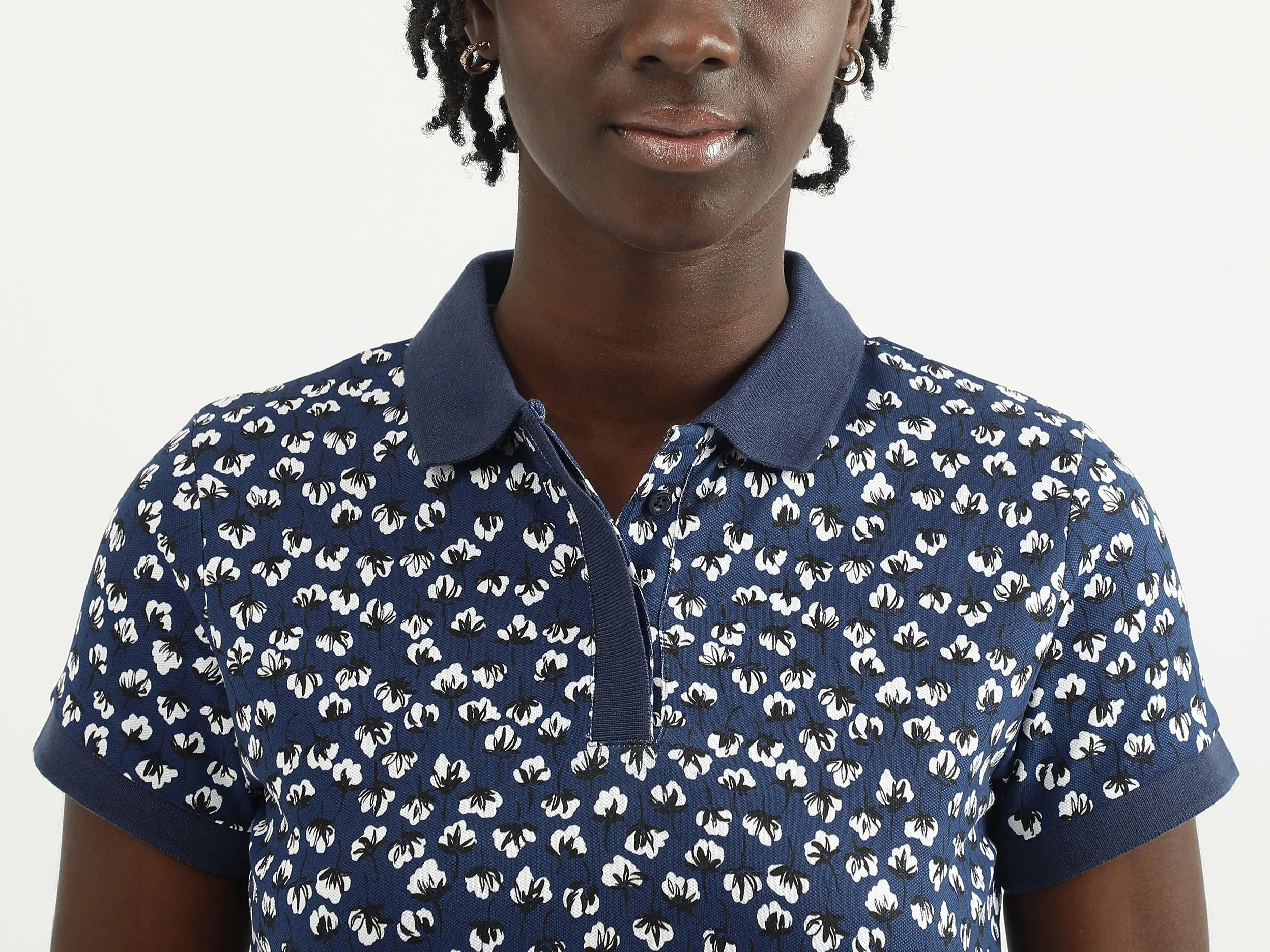 Women Printed Polo Collar T-shirt