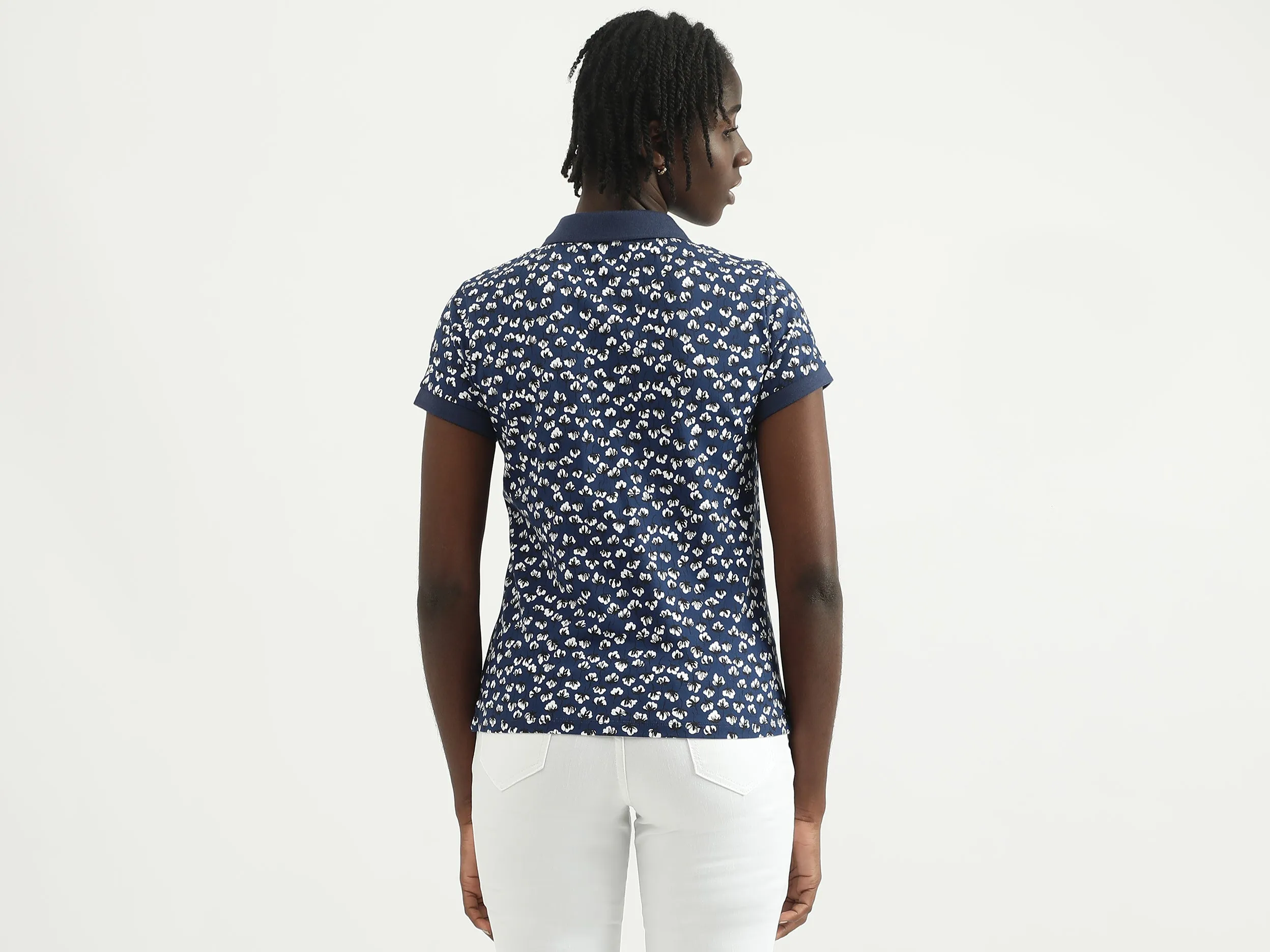 Women Printed Polo Collar T-shirt