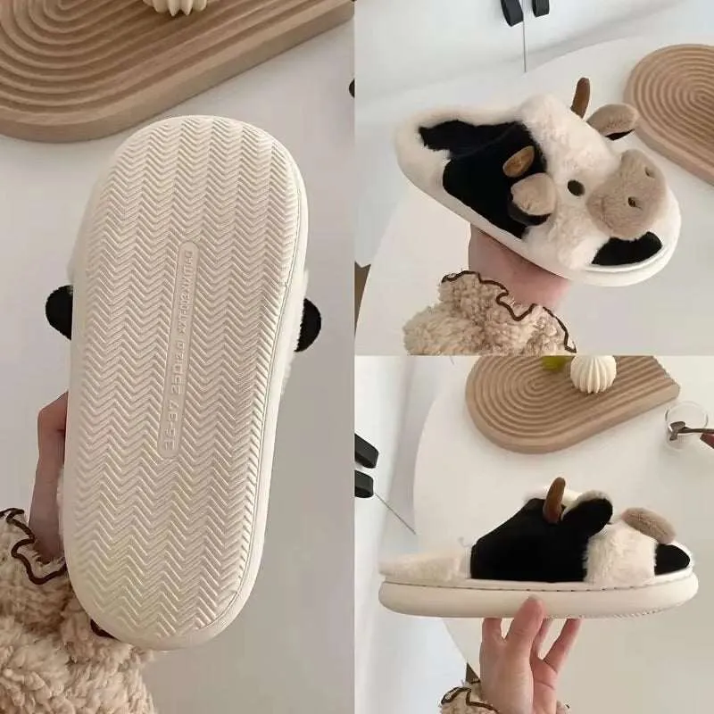 Women Slides House Slippers Warm plus Lined Closed Toe Fuzzy Home Slides