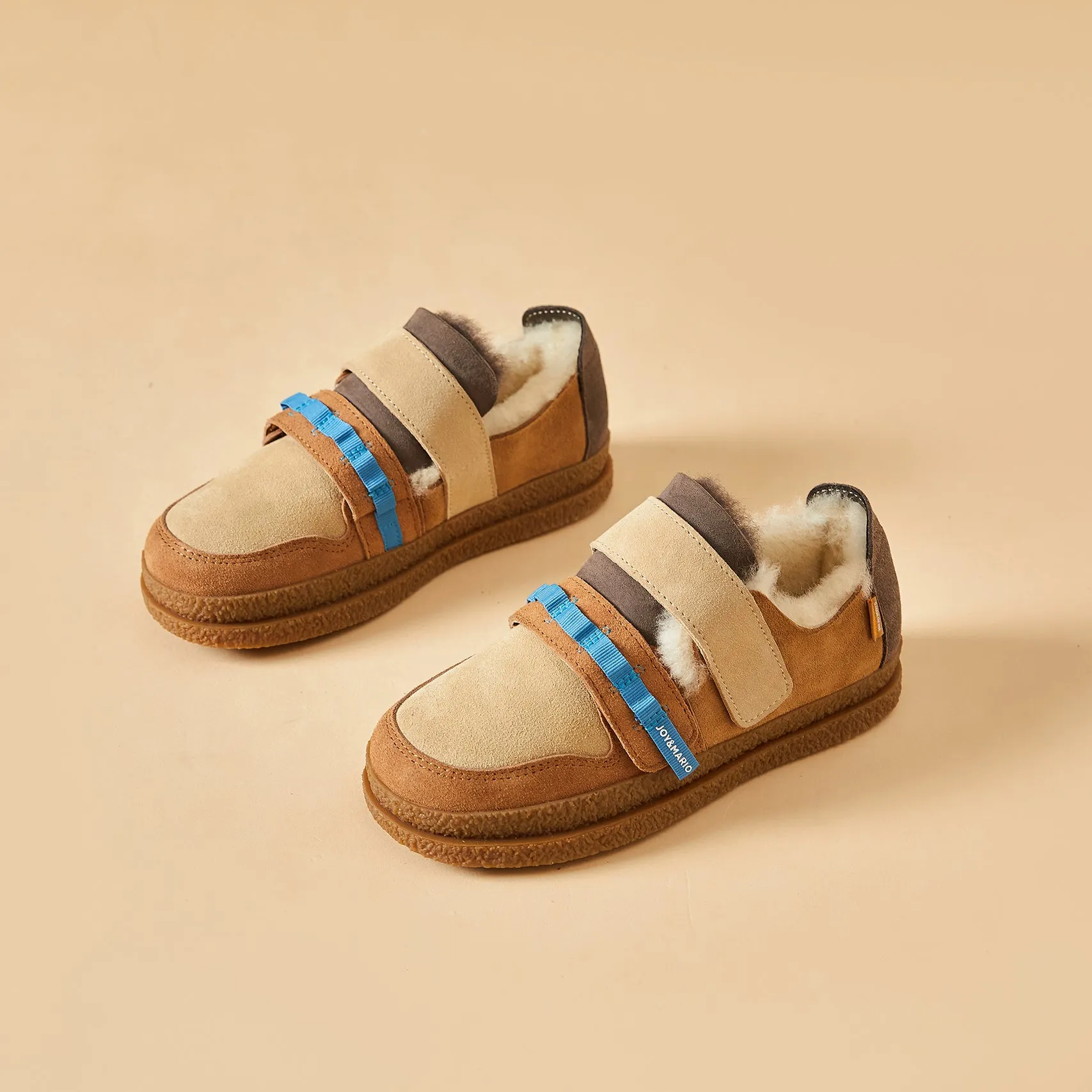 Women's Cow Suede Snow Winter Sneakers in Camel-69066W