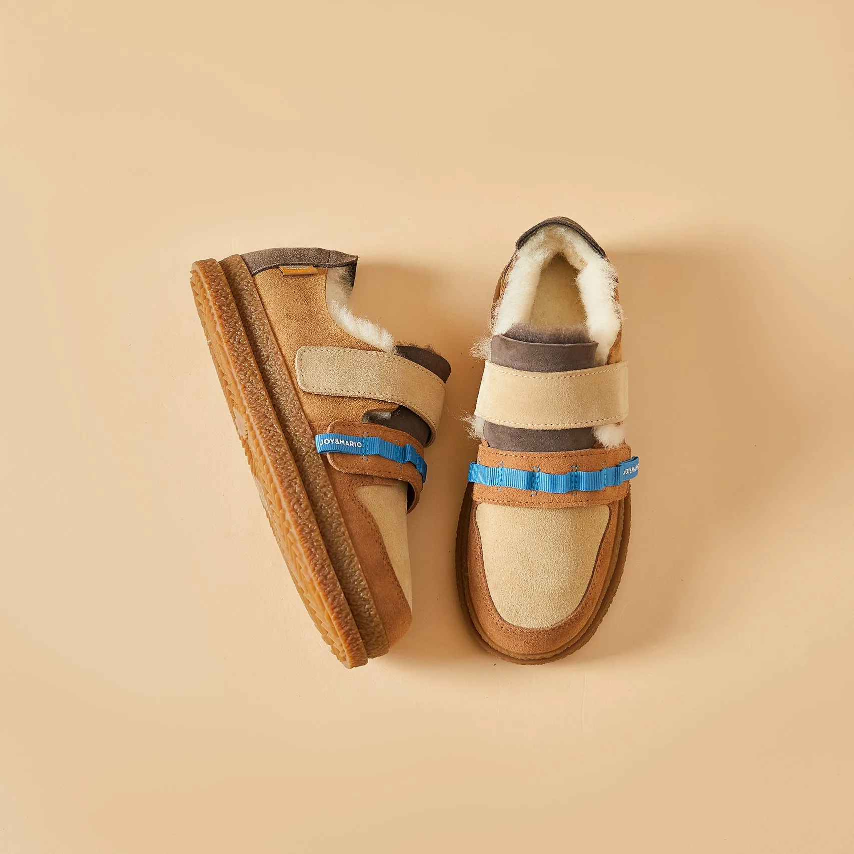 Women's Cow Suede Snow Winter Sneakers in Camel-69066W