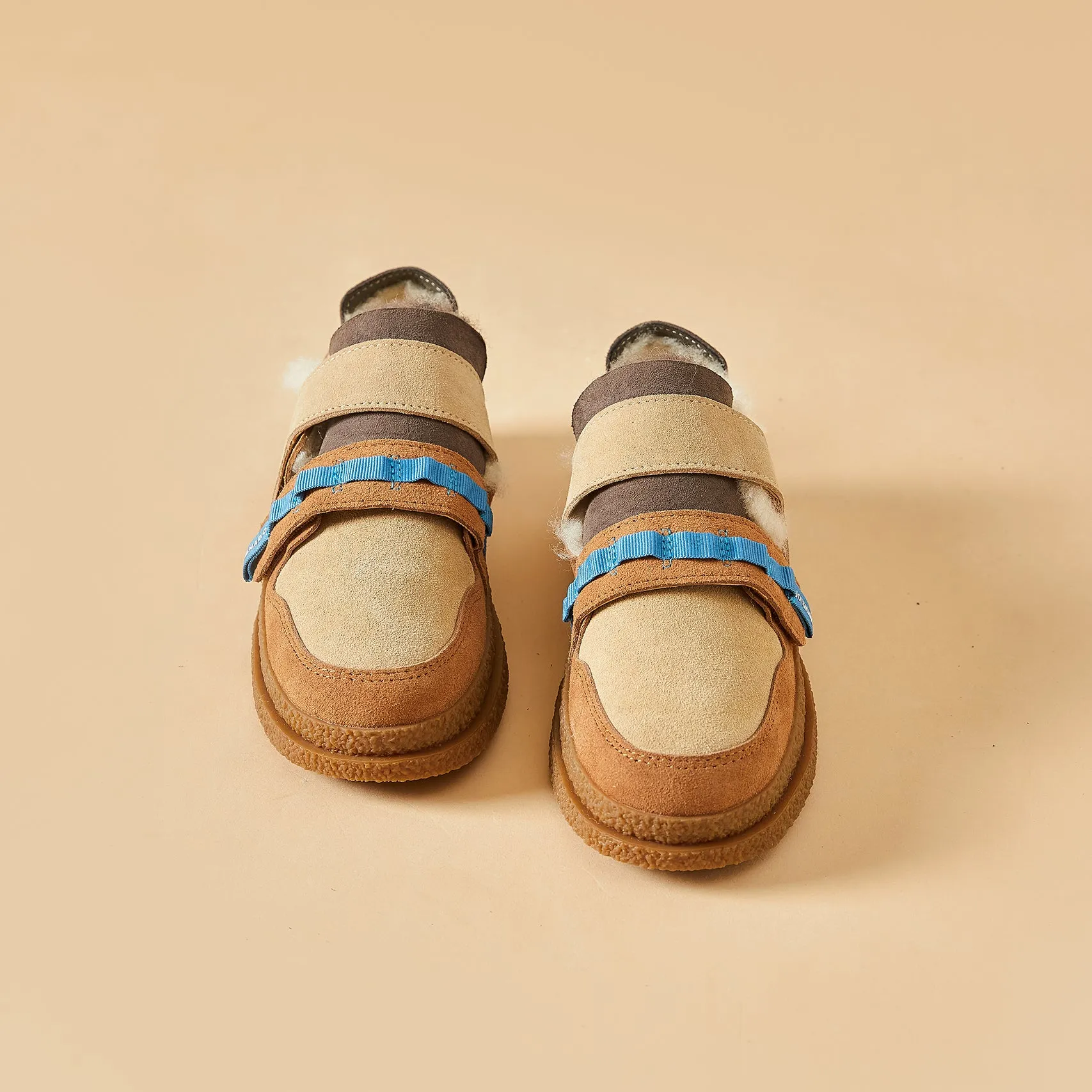 Women's Cow Suede Snow Winter Sneakers in Camel-69066W
