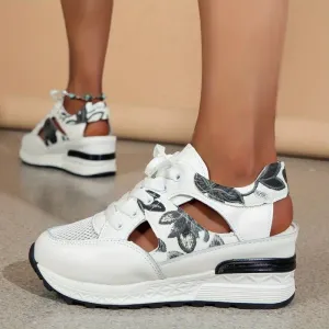 Women’s Stylish Floral Platform Sneakers with Cutout Design | Perfect for All Seasons Everyday Wear