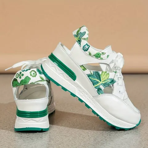 Women’s Stylish Floral Platform Sneakers with Cutout Design | Perfect for All Seasons Everyday Wear