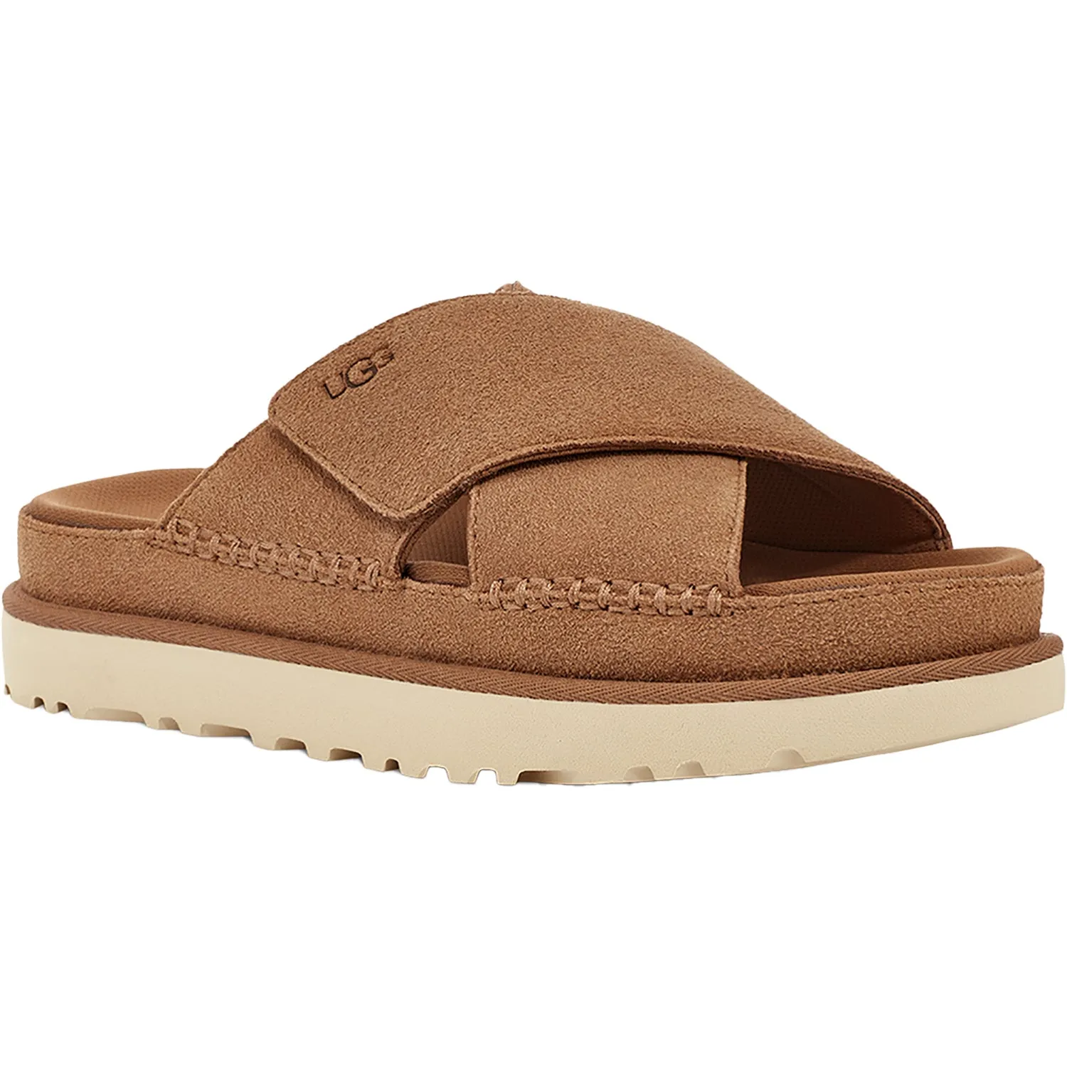 Women's UGG Goldenstar Cross Slide Chestnut