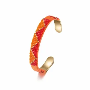 Woven Beaded Cuff Orange