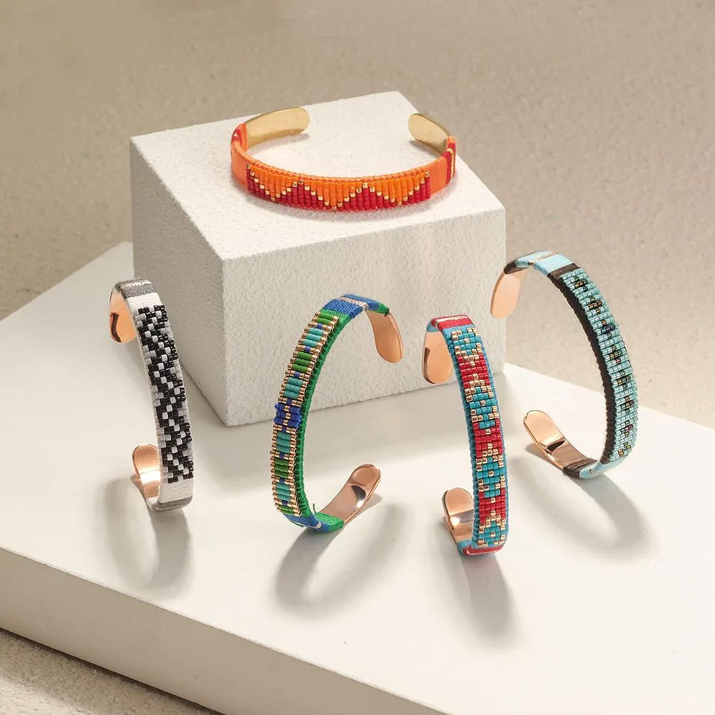 Woven Beaded Cuff Orange