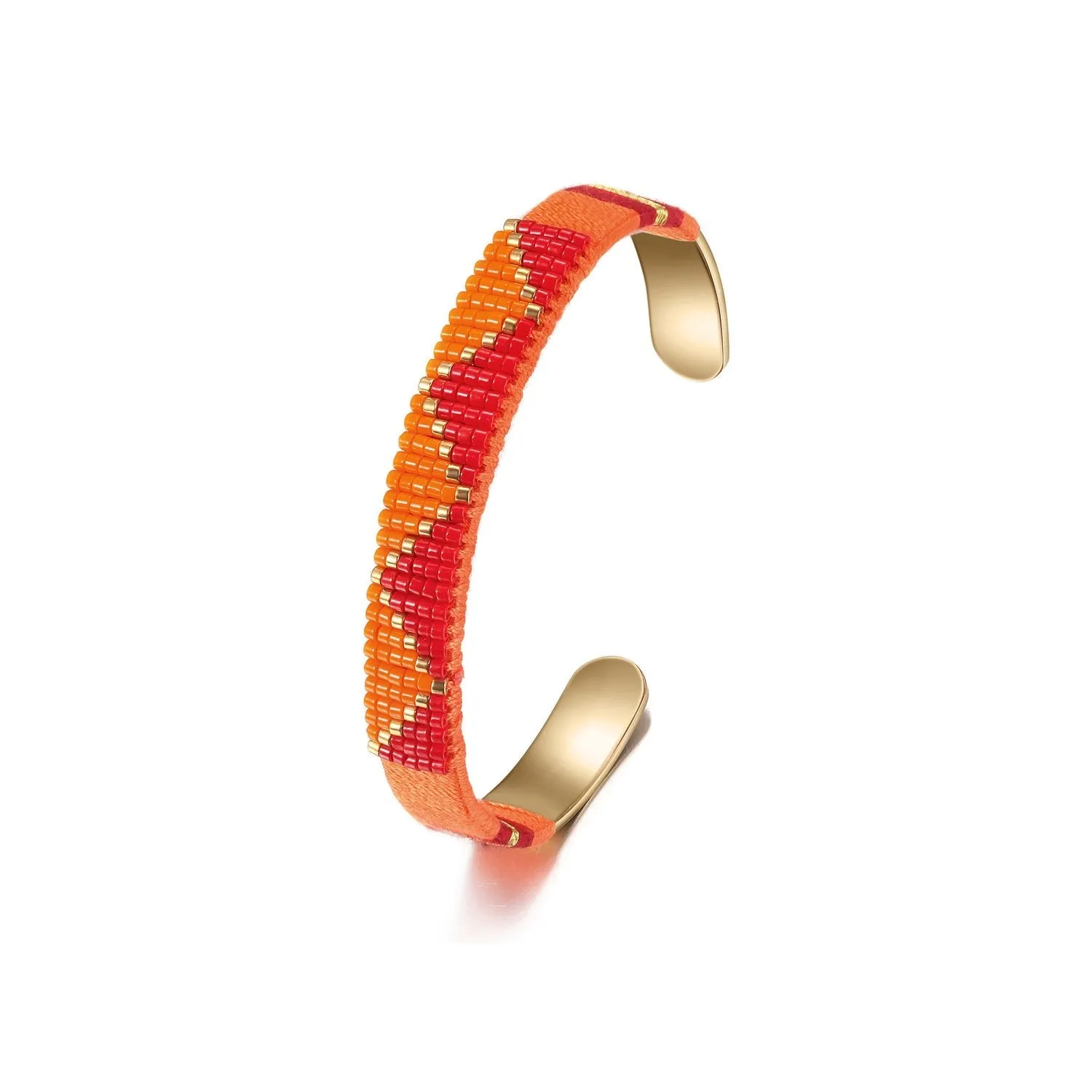 Woven Beaded Cuff Orange