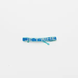 Woven JE T'AIME Bracelet - Cobalt/Silver