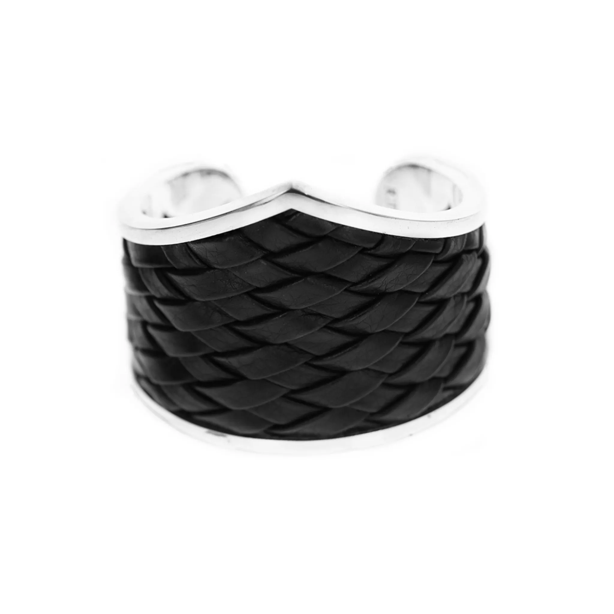 Woven Leather MB Cross Cuff