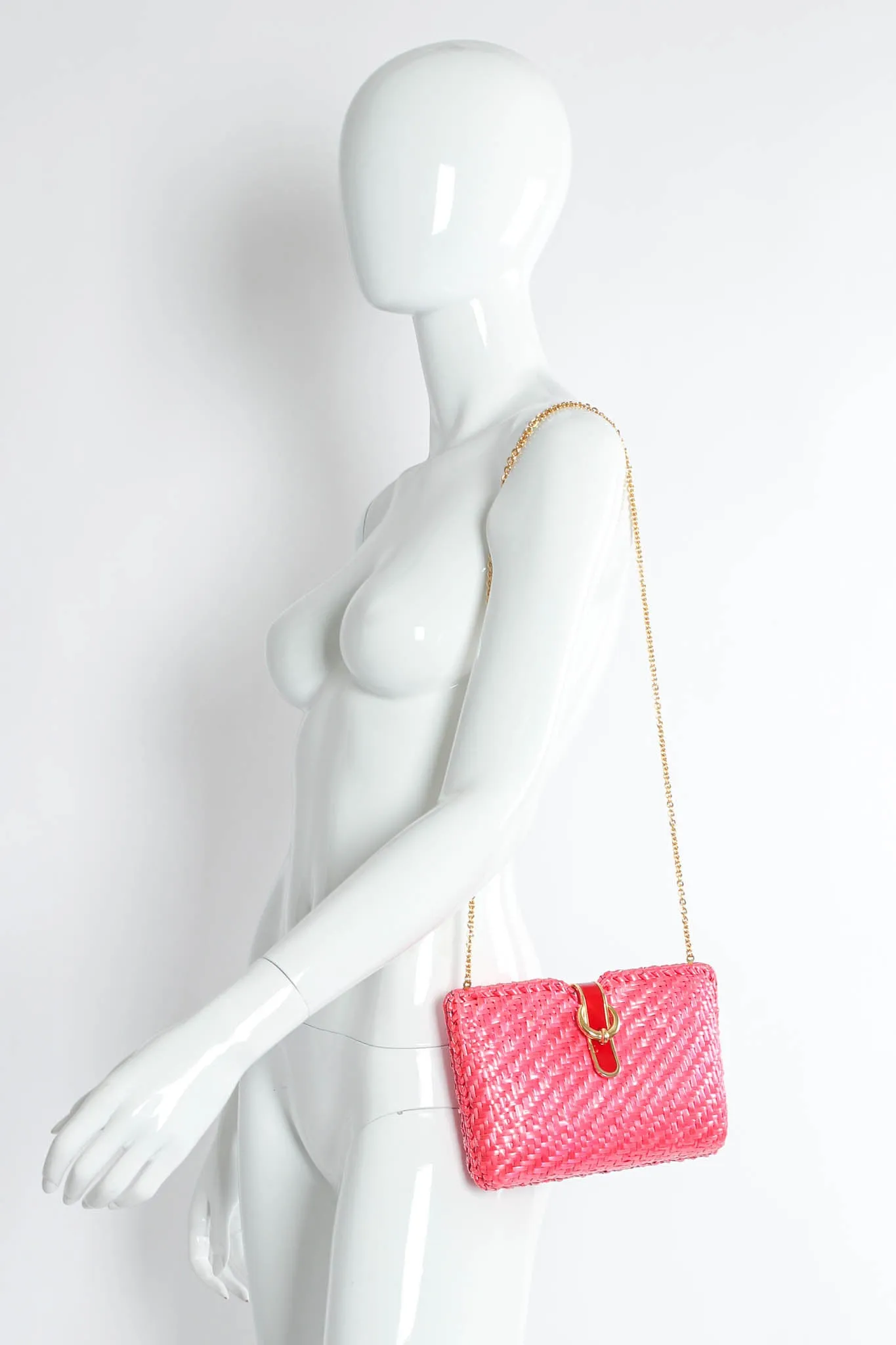 Woven Wicker Shoulder Clutch