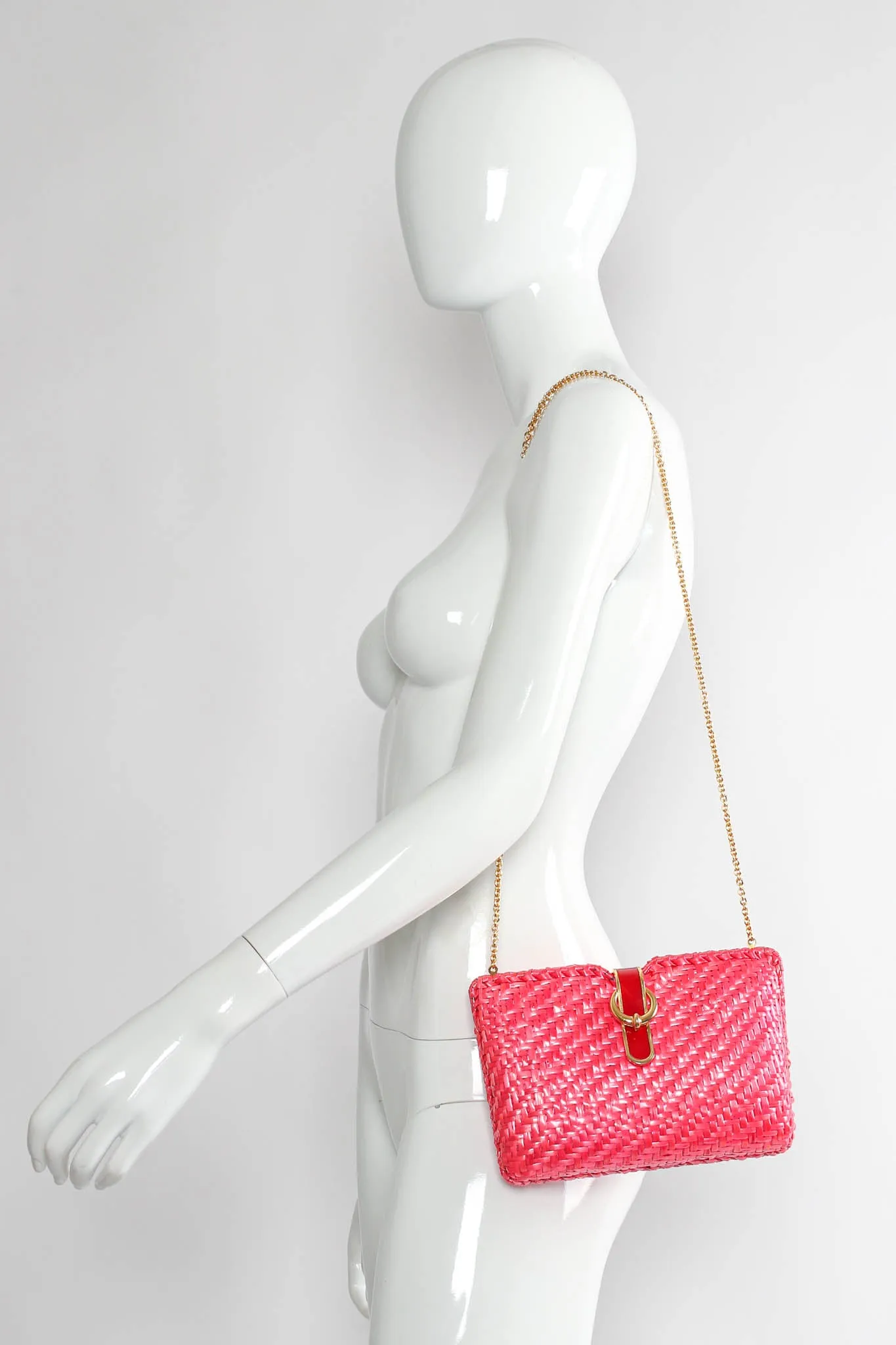 Woven Wicker Shoulder Clutch